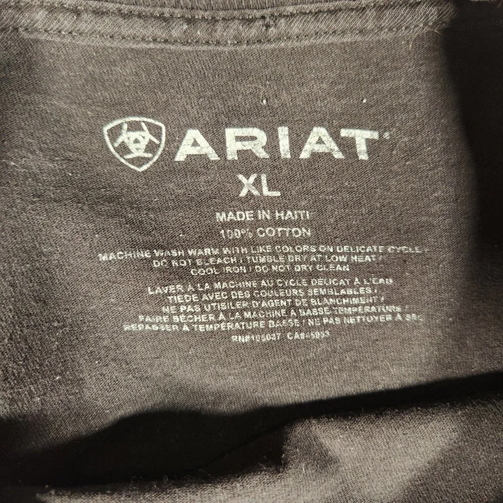 Ariat T-Shirt Mens XL Black Good Long Sleeve Mexican Flag Logo Graphic 90737 - Picture 4 of 8